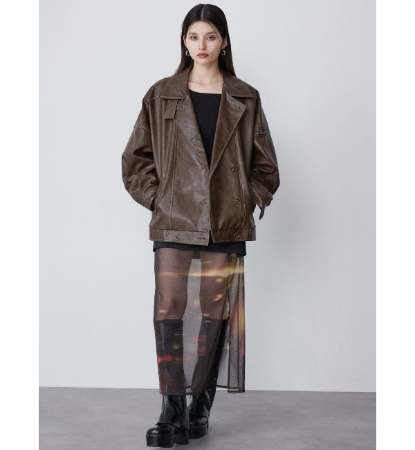 MURUA「スタンドネックフェイクレザージャケット」|ブルゾン・スタジャン|