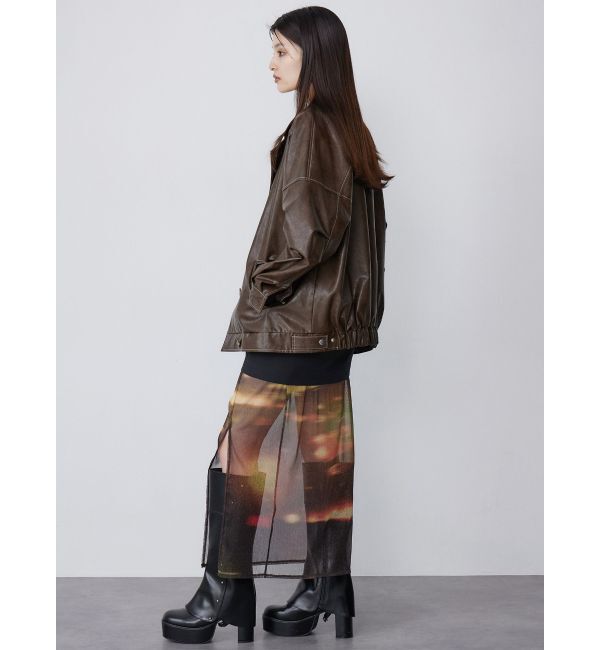 MURUA「スタンドネックフェイクレザージャケット」|ブルゾン・スタジャン|