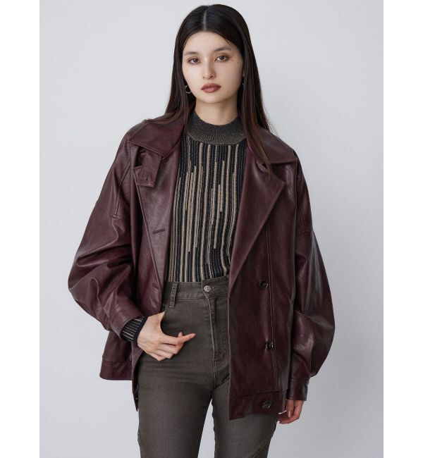 MURUA「スタンドネックフェイクレザージャケット」|ブルゾン・スタジャン|