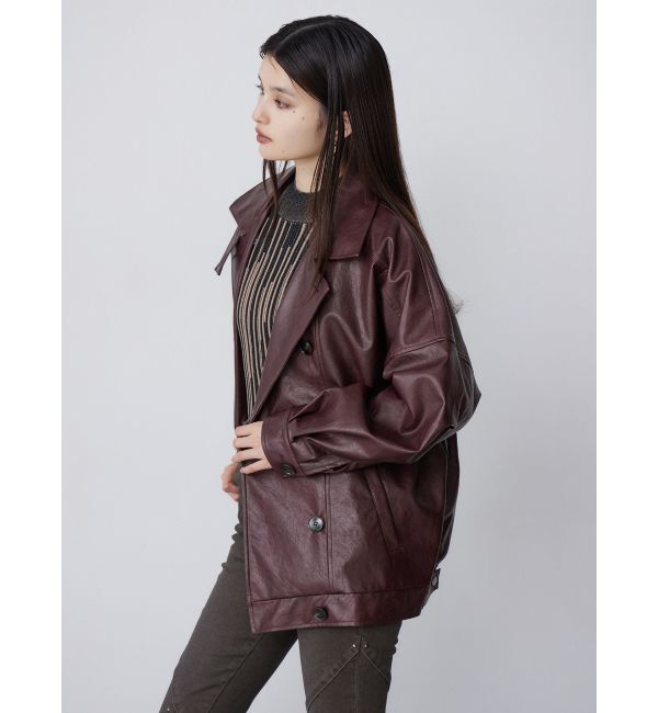 MURUA「スタンドネックフェイクレザージャケット」|ブルゾン・スタジャン|
