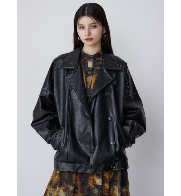 MURUA「スタンドネックフェイクレザージャケット」|ブルゾン・スタジャン|
