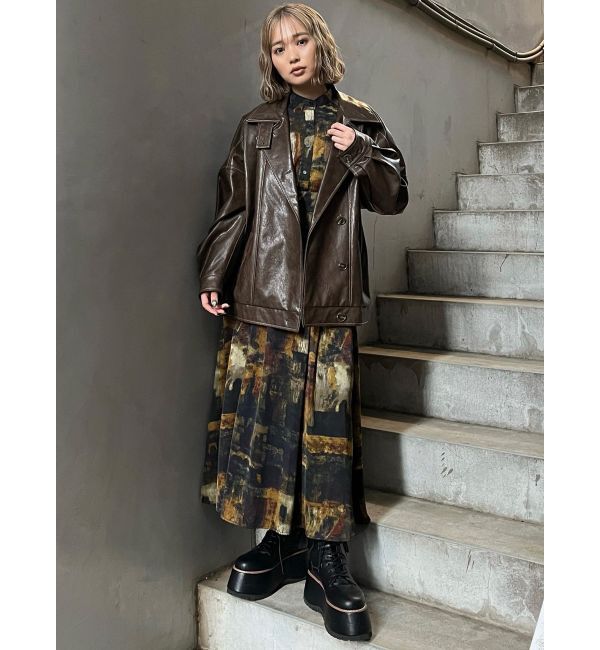 MURUA「スタンドネックフェイクレザージャケット」|ブルゾン・スタジャン|