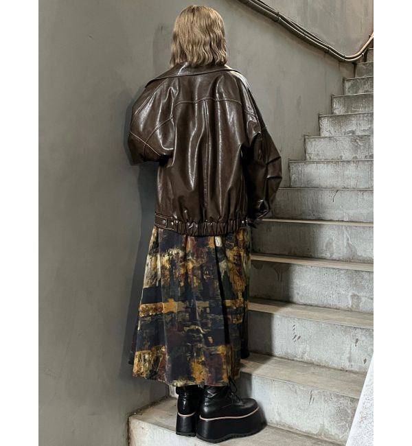 MURUA「スタンドネックフェイクレザージャケット」|ブルゾン・スタジャン|