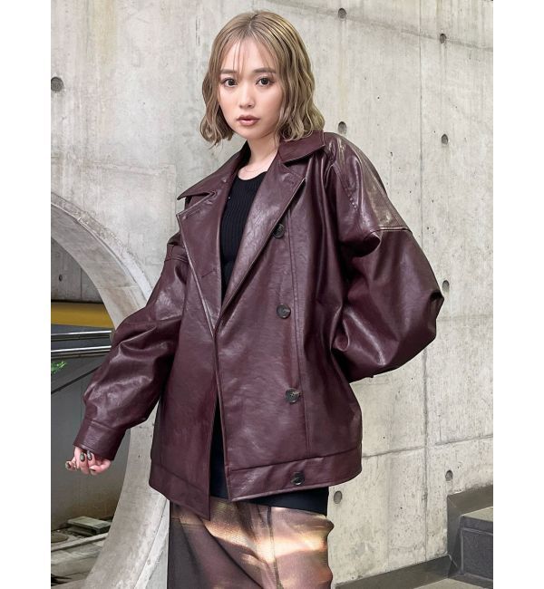 MURUA「スタンドネックフェイクレザージャケット」|ブルゾン・スタジャン|