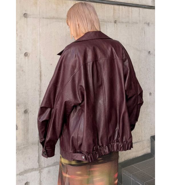 MURUA「スタンドネックフェイクレザージャケット」|ブルゾン・スタジャン|