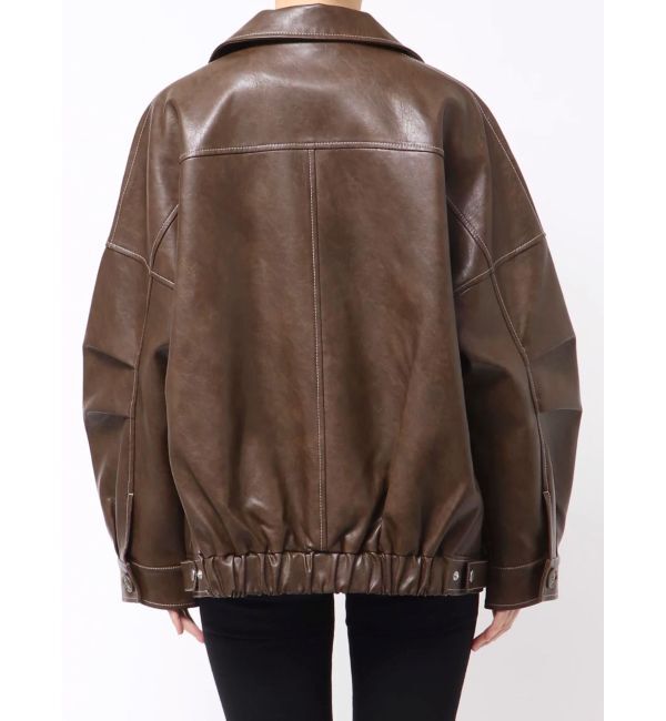 MURUA「スタンドネックフェイクレザージャケット」|ブルゾン・スタジャン|