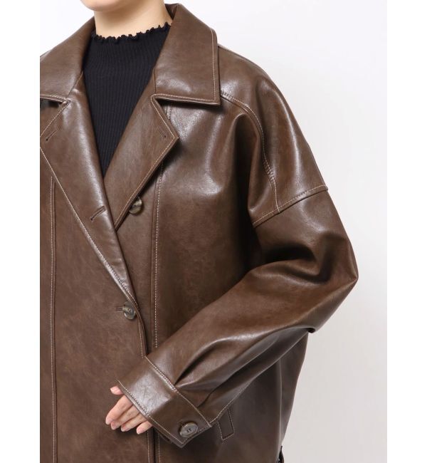 MURUA「スタンドネックフェイクレザージャケット」|ブルゾン・スタジャン|