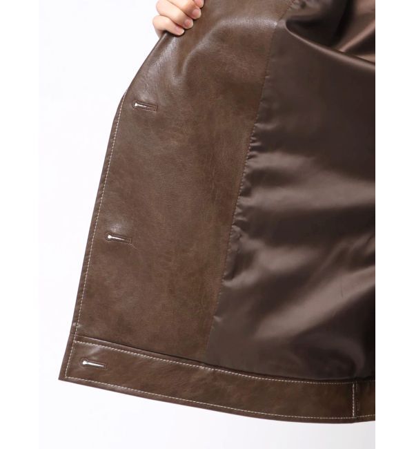 MURUA「スタンドネックフェイクレザージャケット」|ブルゾン・スタジャン|