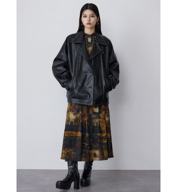 MURUA「スタンドネックフェイクレザージャケット」|ブルゾン・スタジャン|