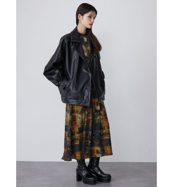 MURUA「スタンドネックフェイクレザージャケット」|ブルゾン・スタジャン|