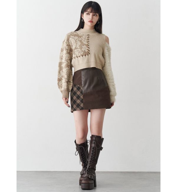 MURUA「ヴィンテージライクパッチワークミニスカート」|スカート|