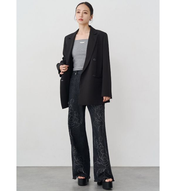 MURUA「ダメージフラワーワイドデニム」|デニム|