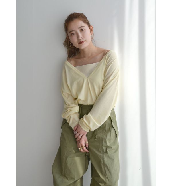 Ungrid「ハイツイストＶネックロングスリーブTee」|Tシャツ・カットソー|