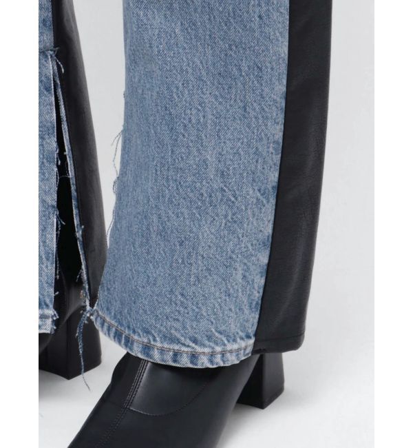 Ungrid「フェイクレザードッキングデニム」|デニム|