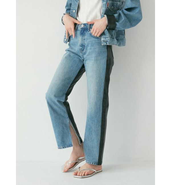 Ungrid「フェイクレザードッキングデニム」|デニム|