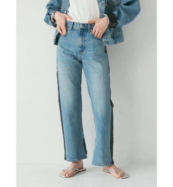 Ungrid「フェイクレザードッキングデニム」|デニム|