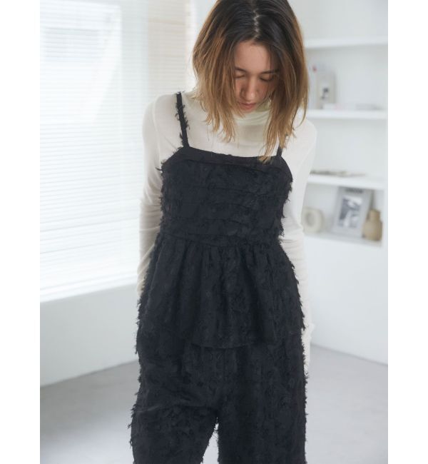 Ungrid「タックデザインジャカードキャミ」|キャミソール|ブラック