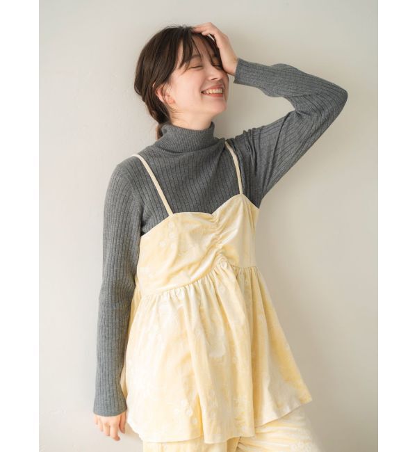 Ungrid「ベロア刺繍デザインキャミ」|キャミソール|アイボリー