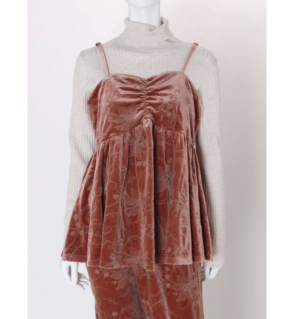 Ungrid「ベロア刺繍デザインキャミ」|キャミソール|