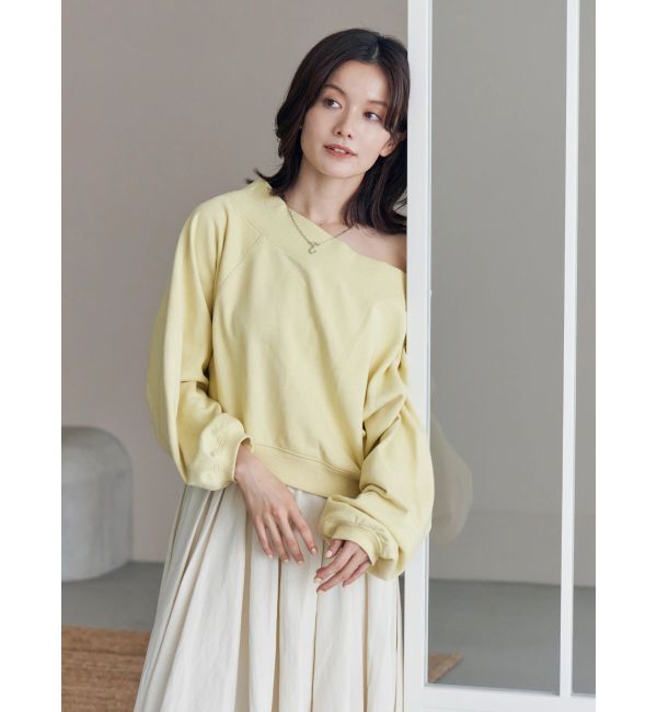 Ungrid「オフショルスウェット」|スウェット・ジャージ|ピスタチオ