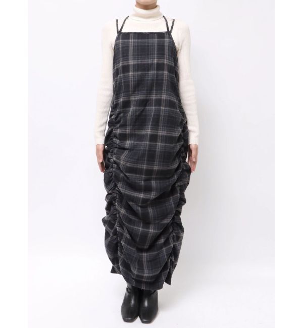 Ungrid「シャーリングデザインチェックワンピース」|ワンピース|