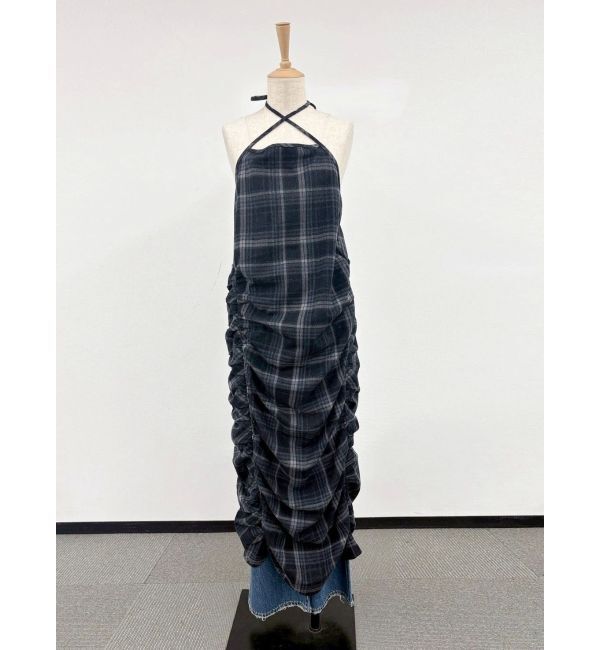 Ungrid「シャーリングデザインチェックワンピース」|ワンピース|