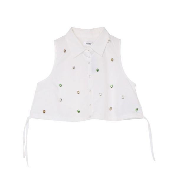 EVRIS「ビジューノースリーブクロップドシャツ」|シャツ・ブラウス|