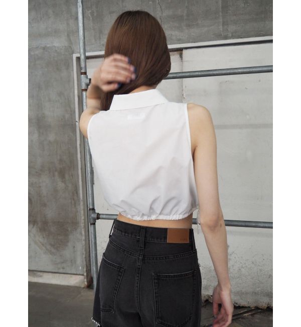 EVRIS「ビジューノースリーブクロップドシャツ」|シャツ・ブラウス|