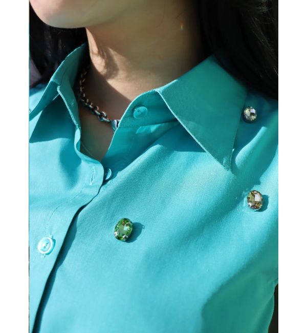 EVRIS「ビジューノースリーブクロップドシャツ」|シャツ・ブラウス|