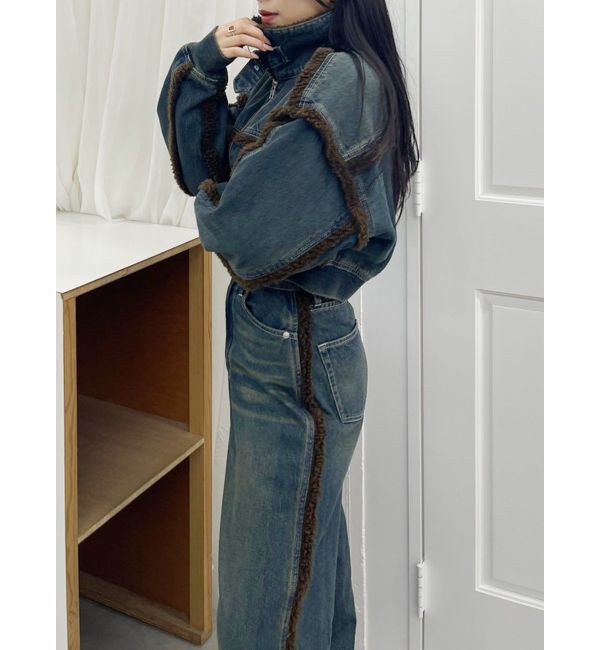 EVRIS「ボアステッチワイドデニムパンツ【セットアップ着用可能】」|デニム|