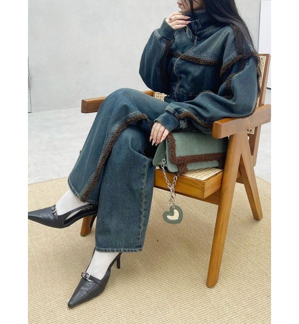 EVRIS「ボアステッチワイドデニムパンツ【セットアップ着用可能】」|デニム|