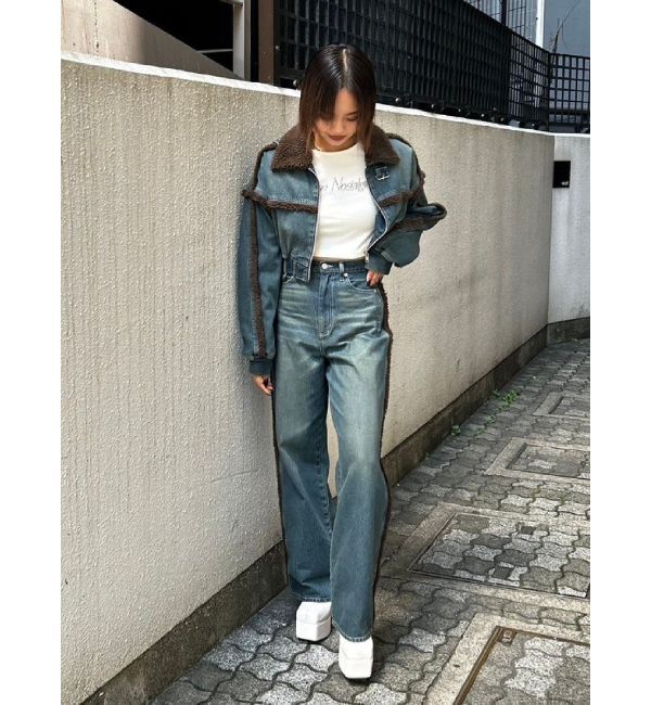 EVRIS「ボアステッチワイドデニムパンツ【セットアップ着用可能】」|デニム|