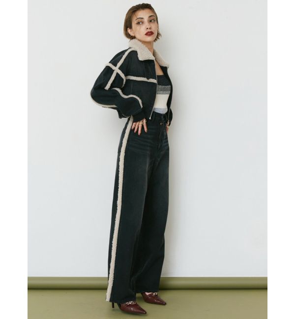 EVRIS「ボアステッチワイドデニムパンツ【セットアップ着用可能】」|デニム|
