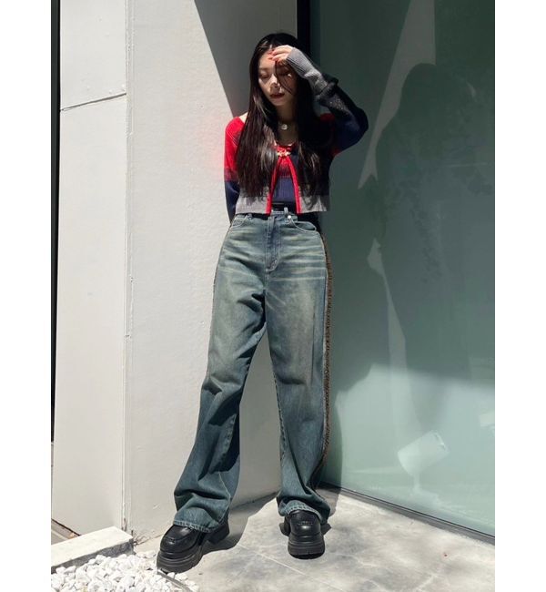 EVRIS「ボアステッチワイドデニムパンツ【セットアップ着用可能】」|デニム|