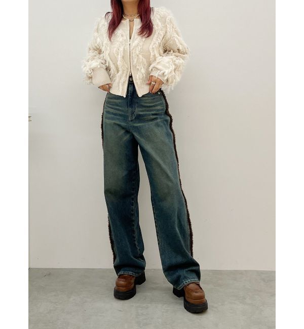 EVRIS「ボアステッチワイドデニムパンツ【セットアップ着用可能】」|デニム|