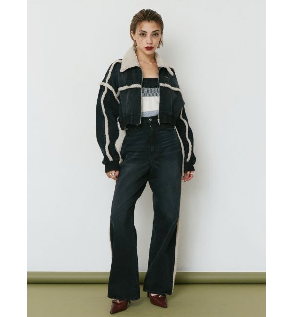 EVRIS「ボアステッチワイドデニムパンツ【セットアップ着用可能】」|デニム|