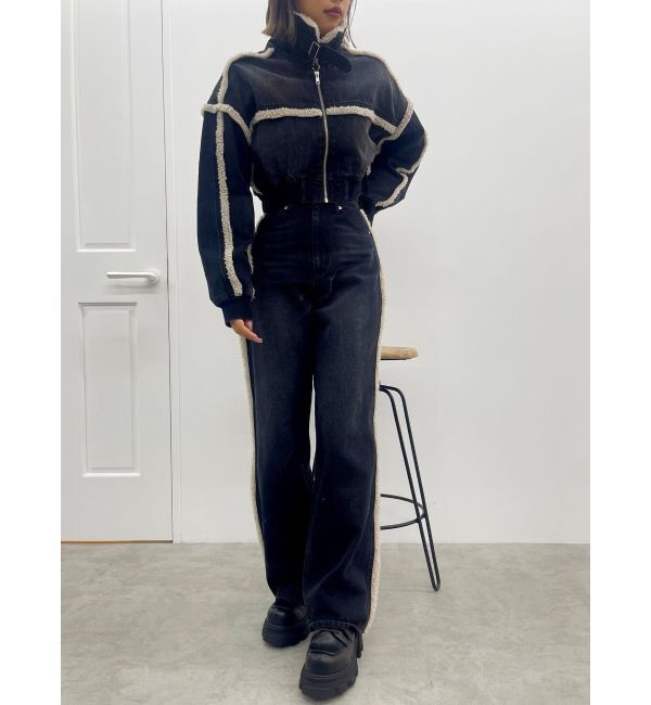 EVRIS「ボアステッチワイドデニムパンツ【セットアップ着用可能】」|デニム|