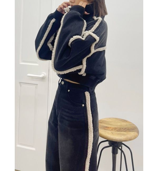 EVRIS「ボアステッチワイドデニムパンツ【セットアップ着用可能】」|デニム|