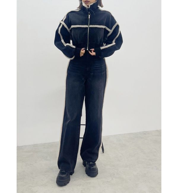 EVRIS「ボアステッチワイドデニムパンツ【セットアップ着用可能】」|デニム|