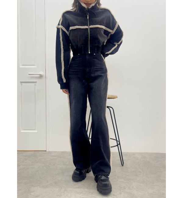 EVRIS「ボアステッチワイドデニムパンツ【セットアップ着用可能】」|デニム|