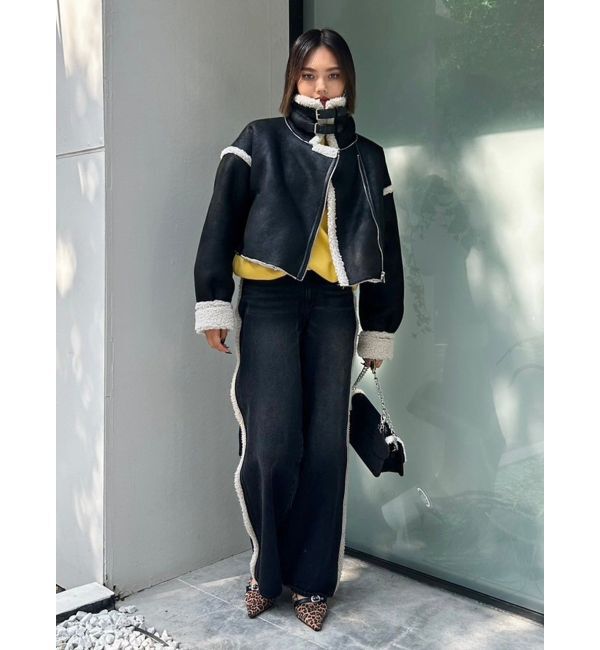 EVRIS「ボアステッチワイドデニムパンツ【セットアップ着用可能】」|デニム|