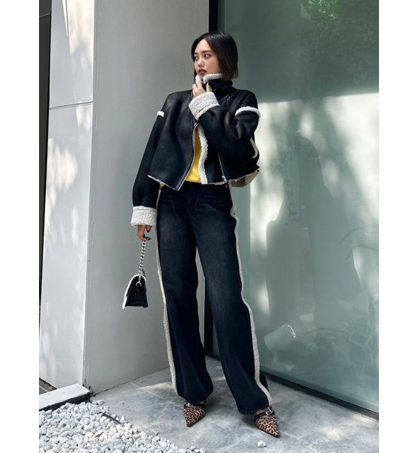 EVRIS「ボアステッチワイドデニムパンツ【セットアップ着用可能】」|デニム|