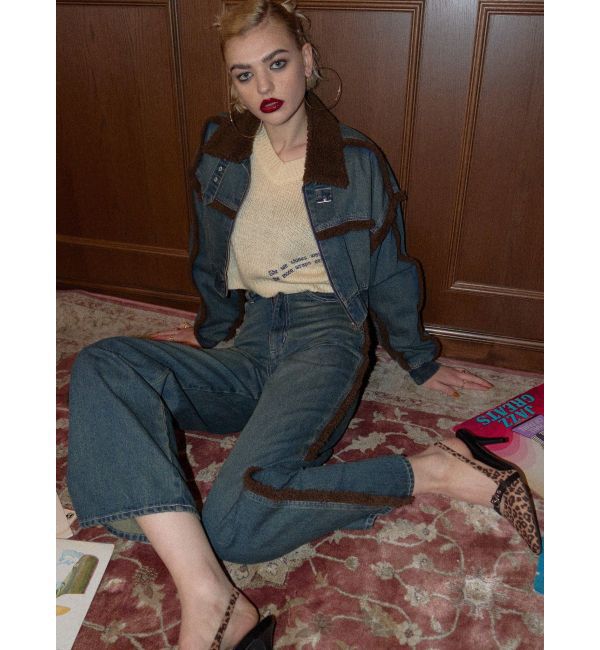 EVRIS「ボアステッチワイドデニムパンツ【セットアップ着用可能】」|デニム|