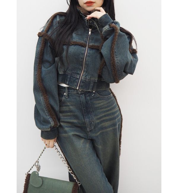 EVRIS「ボアステッチワイドデニムパンツ【セットアップ着用可能】」|デニム|