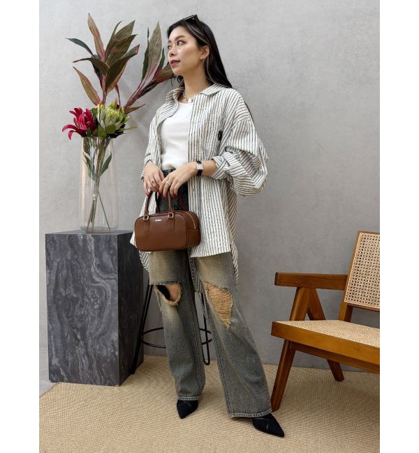 EVRIS「ウエストベルトワイドデニムパンツ」|デニム|