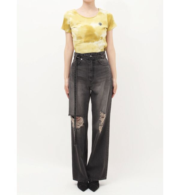 EVRIS「ウエストベルトワイドデニムパンツ」|デニム|