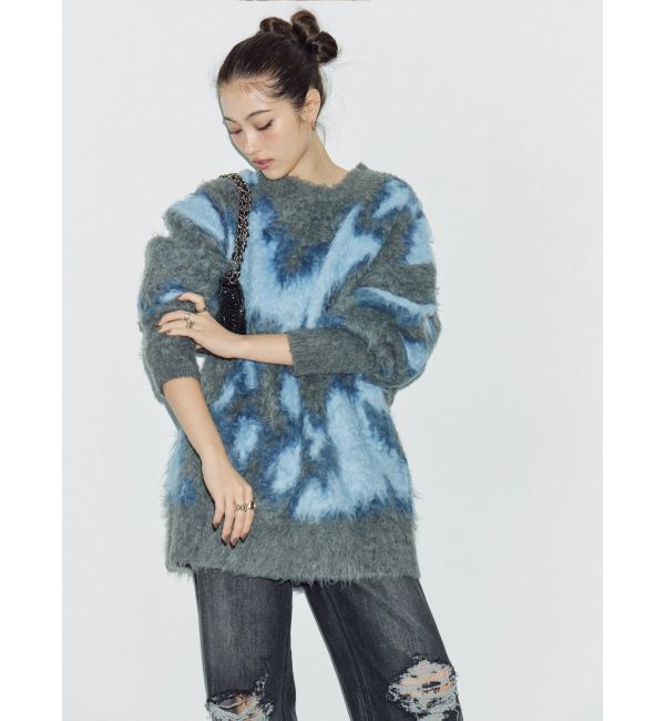 EVRIS「アニマルシャギーオーバーサイズニットトップス」|ニット・セーター|