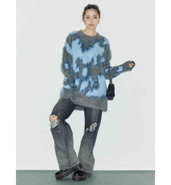 EVRIS「アニマルシャギーオーバーサイズニットトップス」|ニット・セーター|