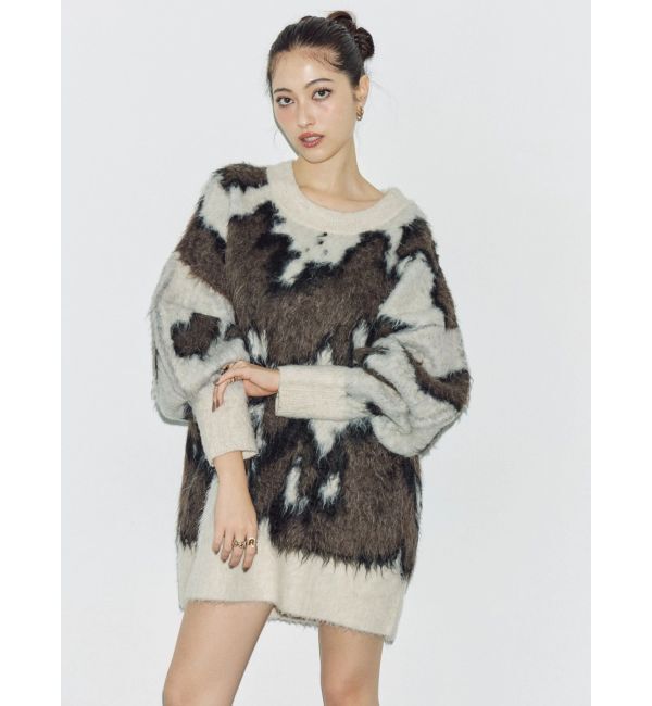 EVRIS「アニマルシャギーオーバーサイズニットトップス」|ニット・セーター|