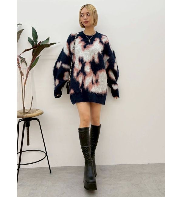 EVRIS「アニマルシャギーオーバーサイズニットトップス」|ニット・セーター|